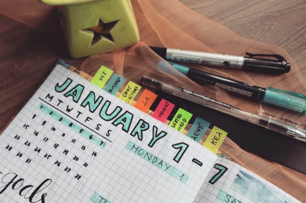 Calendar for planning business goals