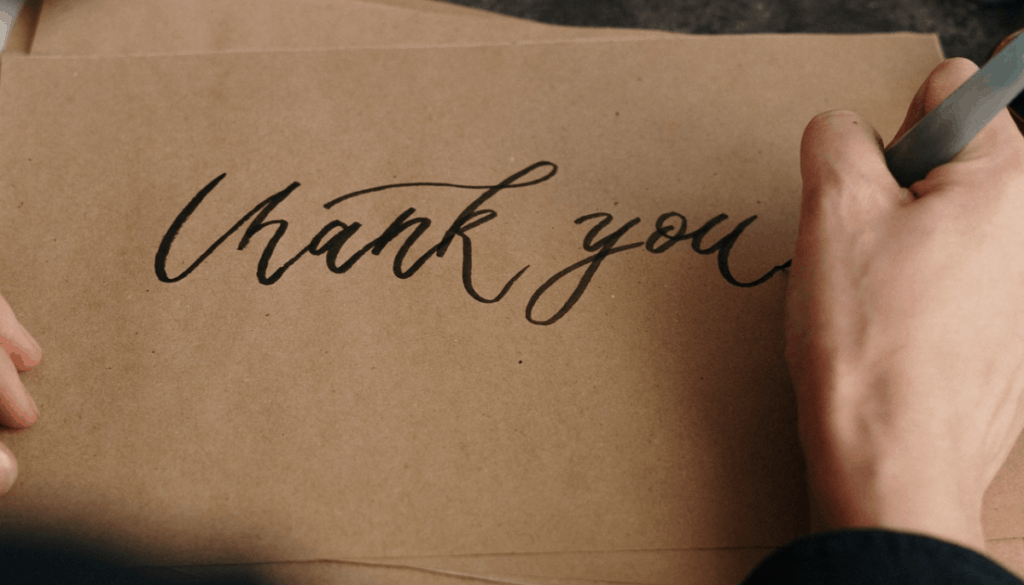 thank you card on craft paper