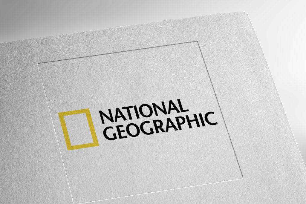Yellow NatGeo logo.